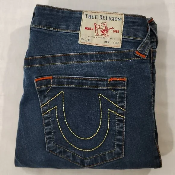 True Religion Halle Super Skinny Jeans Womens Size 31 Mid Rise Denim Blue - Picture 6 of 16